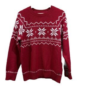 Fat Face Red Fair Isle Long‎ Sleeve Christmas Jumper Ladies Size UK 10 US 6
